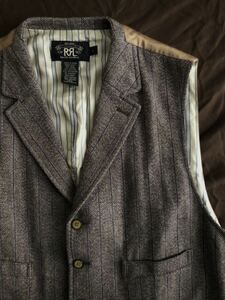 【希少】極美品 RRL HERRINGBONE TWEED STRIPE VEST ダブルアールエル ツイード ストライプ ベストラルフローレン L