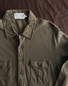 【名作】RRL HBT MILITARY SHIRT ダブルアールエル カーキ ヘリンボーン ミリタリー プルオーバー シャツ ラルフローレン L