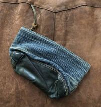 【傑作】極美品 RRL INDIGO DYED POUCH ダブルアールエル インディゴ 本藍染め 刺し子 ラグ クラッチバッグ ポーチ セカンドバッグ バッグ_画像5