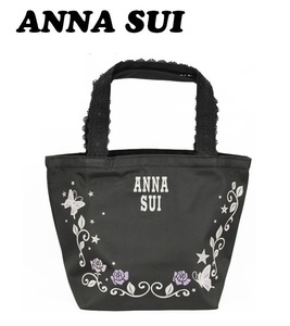 【ANNA SUI】(NO.9012)アナスイ ミニバッグ　ランチバッグ　サブバッグ ブラック×花柄　ノベルティ　非売品