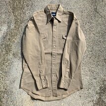 【S/M】Wrangler 長袖ウエスタンシャツ ベージュ 無地■ビンテージ オールド レトロ アメリカ古着 ラングラー コットン 90s-2000s_画像5