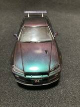 タミヤ 1/24 カーモデル ニッサン スカイライン GT-R R34 完成品 マジョーラ塗装 ジャンク品　_画像3