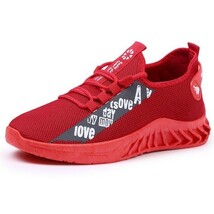 靴 【 s17 赤 24.5cm】メンズ ローカット スニーカー メッシュ ランニング フィットネス ウォーキング 通気性 レッド_画像3