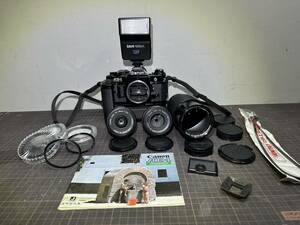 『希少』Canon キャノン 高級一眼レフカメラAE-1 PROGRAM 黒ボディ フルセット『1円スタート！』D
