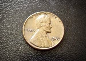 アメリカ合衆国　1セントコイン　1967年　　　送料無料です。（7361）リンカーン　USA貨幣　お金 貨幣　硬貨　ペニー　　