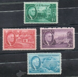  ultimate beautiful goods. stamp [ America ]1945.6.27~1946 issue [ Roo z belt large ....] 4 kind . single one-side unused NH glue have glue have 