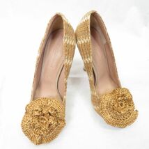 DOLCE&GABBANA 天然素材 フラワーモチーフ ハイヒール パンプス size38/ドルチェ＆ガッバーナ 1202_画像2