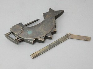 ◆時代物! 蔵 鍵 錠前 魚型 真鍮製 時代金具 古い蔵の鍵 蔵戸鍵 アンティーク