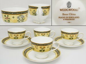 ♯ ウェッジウッド インディア リーシェイプ カップ＆ソーサー 3客セット オマケでカップ1客を付属 WEDGWOOD INDIA 花柄 金彩 陶磁器