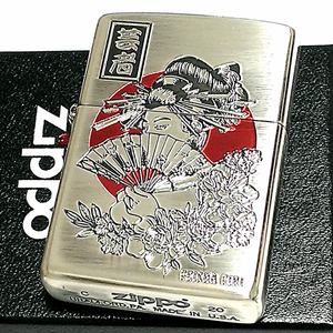 ZIPPO ライター 芸者 和柄 ジッポ アンティーク シルバー燻し 日の丸 ジッポー かっこいい メンズ レディース ギフト おしゃれ プレゼント