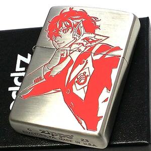 ZIPPO ライター ゲーム ペルソナ5 ザ・ロイヤル シルバー ジッポ 銀 両面加工 彫刻 赤 色差し レッド かっこいい キャラクター メンズ