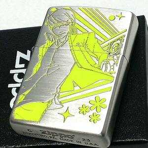 ジッポライター ゲーム ZIPPO ペルソナ4 ザ・ゴールデン シルバー イエロー 銀 両面加工 彫刻 色差し かっこいい キャラクター メンズ