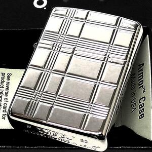 ZIPPO アーマー 限定100個生産 ダイヤモンドクロス ジッポ ライター V刃彫刻 シルバー 重厚 両面加工 銀 かっこいい おしゃれ