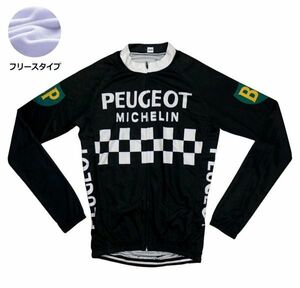 新品 長袖 裏起毛 サイクルジャージ レトロデザイン No21 S フランス フルジップ ウェア メンズ サイクリング フリース ロードバイク MTB