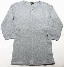 Indian Motorcycle (インディアンモーターサイクル) Henley Neck thermal Tee / ヘンリーネック サーマルTシャツ 美品 グレー size L_画像1