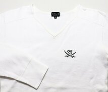 RJB (アールジェイビー) Vネック 長袖サーマルTシャツ ホワイト size 36 / カットソー / ロンT / フラットヘッド_画像3