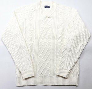 THE FLATHEAD (フラットヘッド) Cotton Knit V-Neck Sweater / ケーブル編み コットンニット Vネックセーター CL-KT002 アイボリー size S