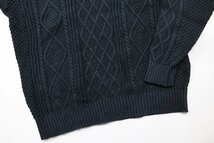 THE FLATHEAD (フラットヘッド) Cotton Knit V-Neck Sweater / ケーブル編み コットンニット Vネックセーター CL-KT002 ブラック size S_画像4