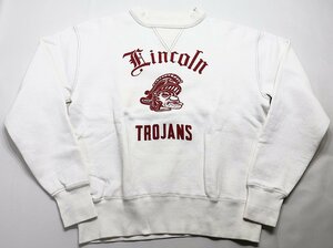 cushman (クッシュマン) セットインスリーブ クルーネックスウェット “TROJANS” ホワイト size L