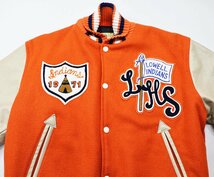 Hewitt (ヒューイット) AWARD JACKET / Made in USA セミデコ アワードジャケット “Lowell H.S.” オレンジ size 36 / 袖革スタジャン_画像4