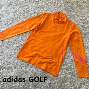 【adidasGOLF アディダスゴルフ】長袖モックネックアンダーシャツ レディース トップス XL ゴルフウェア インナーシャツ オレンジ