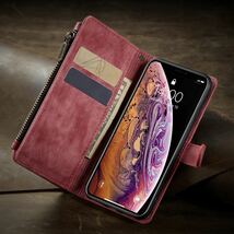 iphone XS レザーケース アイフォン x ケース iphone x/xs カバー　お財布付き　手帳型 カード収納 ストラップ付き　ピンク_画像3