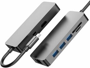 多摩電子工業 USB-C ハブ USB3.1Gen1 USB-A HDMI LAN SD マイクロSD タイプCポート T-E015モデル アルミ製