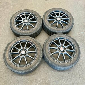 タイヤ付き社外ホイール4本　TANABE SSR GTV 02(タナベ)　マットブラック　18×7 1/2J　+48　114.3　5穴　225/50R18　2018年製　3ミリ