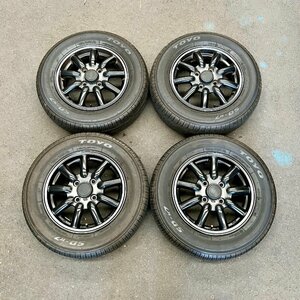 タイヤ付き社外ホイール　FABULOUS BARONE MC-9(ファブレス ヴァローネ)　ブラック　13×4.5B　+42　100　4穴　165/70R13　2020年製　2ミリ