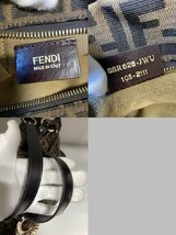 ★【中古良品】FENDI フェンディ ズッカ柄　ロゴチャーム付き ハンド トート バッグ / ゴールド金具 / レザー キャンバス_画像10