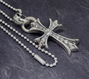 クロムハーツ/CHクロスペンダントwithベイル/カスタムパヴェ/新品加工/ボールチェーン/インボイス/1円から！CHROME HEARTS