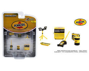 グリーンライト 1/64 オート ボディショップ ツール ペンズオイル Greenlight Auto Body Shop Tools Penzoil フィギア