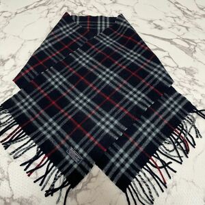 ★BURBERRY バーバリー　カシミヤ ノバチェック ネイビー マフラー イングランド