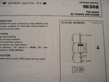 　三菱 ＰＩＮ　ＤＩＯＤＥ　ＲＦ　ＰＯＷＥＲ　ＳＷＩＴＣＨＩＮＧ　ＭＩ３０８ （ＲＦ　パワーアンテナ　スイッチ）５本　５００円_画像2