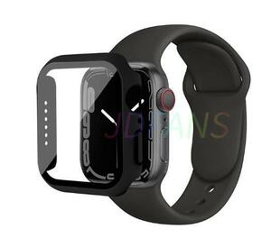 AppleWatch ケース アップルウォッチ SE2/SE/6/5/4 カバー ガラス 44mm 保護 ケース 防水 apple watch シリーズ SE 6 5 4 耐衝撃 ブラック