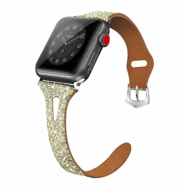 Apple Watch グリッターレザーバンド 38/40mm シャンパンゴールド