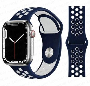 Apple Watch スポーツ バンド 42/44mm ネービー/ホワイト