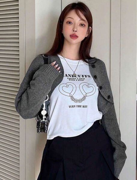 SHEIN ニットカーディガン グレー