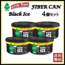 Little Trees Black Ice リトルツリー ファイバーカン ブラックアイス 4個セット 　　 エアフレッシュナー 芳香剤 USDM 消臭剤 JDM D014_画像1