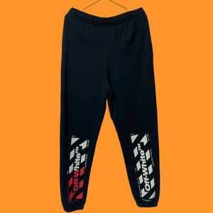 19SS オフホワイト OFF-WHITE バックプリント スウェットパンツ ジョガーパンツ L メンズ 黒 ブラック