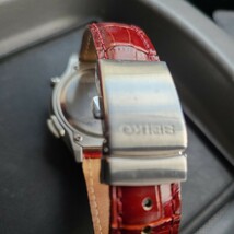 動作品 SEIKO セイコー A862-00A0 腕時計　音声デジタルトーキングウォッチ 赤ベルトレザー レターパックプラス発送_画像7