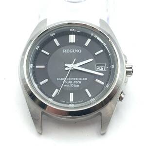 ◯B9-297 REGNO/レグノ 3針 Date デイト メンズ 電波ソーラー 腕時計 H415-S057515 不動ジャンク品