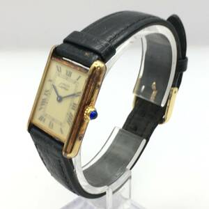 ◯12/15X5 Cartier/カルティエ マストタンク 2針 メンズ クォーツ 腕時計 レザーベルト LM 『925』記載あり 173650