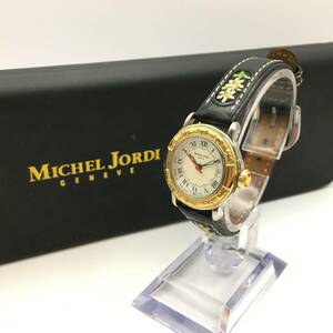 ◯O9-330 MICHEL JORDI/ミシェル・ジョルディー 3針 Date デイト レディース クォーツ 腕時計 レザーベルト 付属品あり 