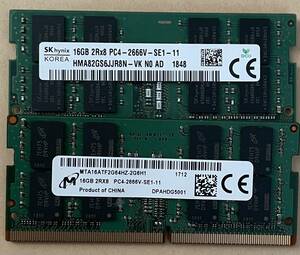  32GB (16GBx2枚) SO-DIMM DDR4 PC4-2666V
