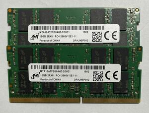  MICRON 32GB (16GBx2枚) SO-DIMM DDR4 PC4-2666V MTA16ATF2G64HZ-2G6E1