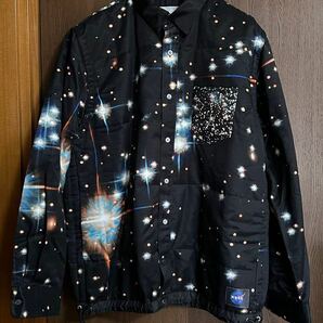 黒3新品50%off sacai サカイ メンズ スタープリント パデッド 長袖シャツ ダウン 中綿入り 20AW size 3 黒 L リラックスフィット ブラック