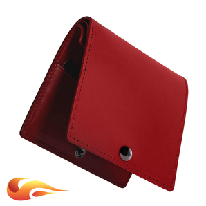 手仕上げ極薄二つ折り レッド 小銭入れ カードケース お札入れ キャッシュレス エイジング 大人感 一粒万倍日 お洒落 高級 本革 財布1