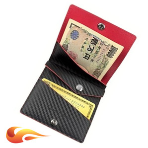 手仕上げ極薄二つ折り カーボンブラック 小銭入れ カード入 お札入 キャッシュレス エイジング 大人感 一粒万倍日 お洒落 高級 本革 財布1