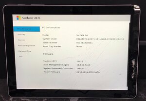 1円～ ■ジャンク Microsoft SURFACE GO / Pentium Gold 4415Y 1.60GHZ / メモリ 4GB / eMMC 64GB / 10.5型 / OS無し / BIOS起動可